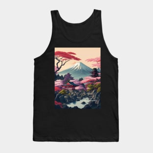 Serene Mount Fuji Sunset - Peaceful River Scenery Tank Top